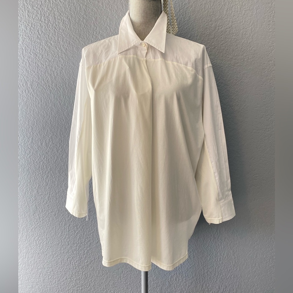 New! Dorothee Schumacher cool design white blouse size 4 cotton/modal